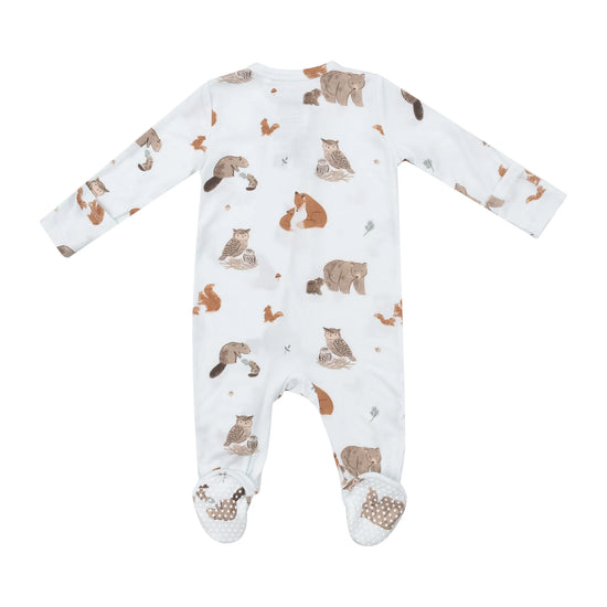 Mixed Woodland Animals Blue 2-Way Zipper Footie