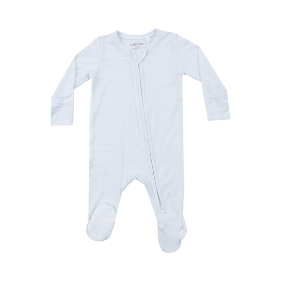 Light Blue Striped 2-Way Zipper Footie