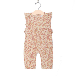 Blush Floral Flutter Long Romper