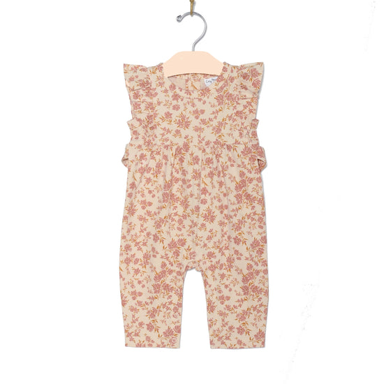 Blush Floral Flutter Long Romper