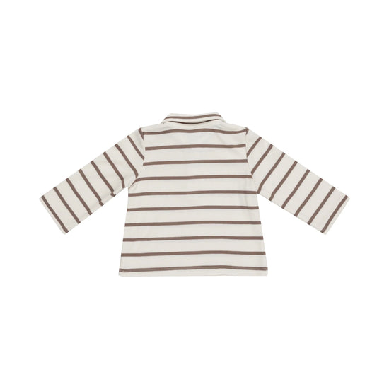 Brown Striped Ribbed Polo Shirt