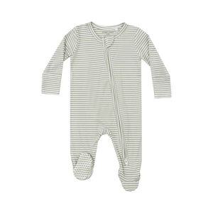 Desert Green-Striped 2-Way Zipper Footie