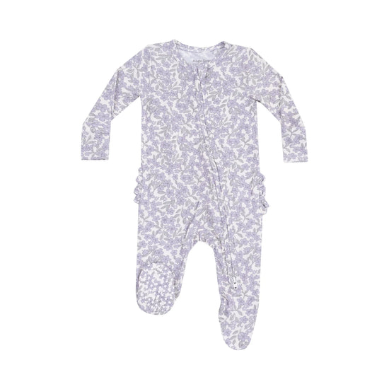 Forget Me Not Floral Ruffle Back Footie