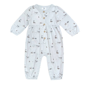 Huskies Gathered Button Romper