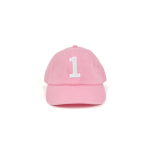 "1" Baseball Hat, Light Pink