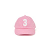 "3" Baseball Hat, Light Pink