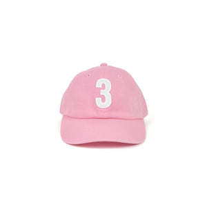 "3" Baseball Hat, Light Pink