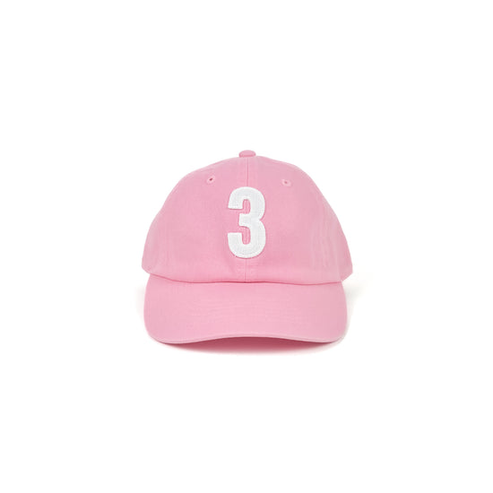 "3" Baseball Hat, Light Pink