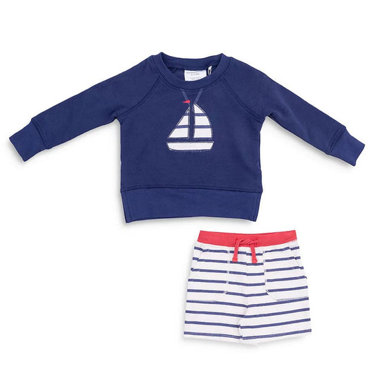 Sailboat Raglan French Terry Sweatshirt & Shorts Set