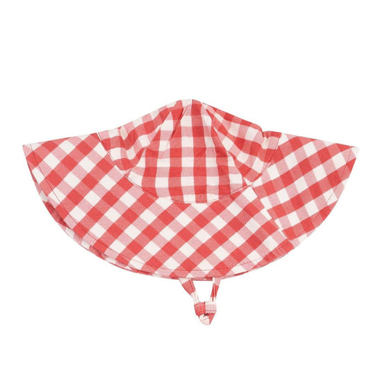 Strawberry Gingham Wide Brim Sunhat