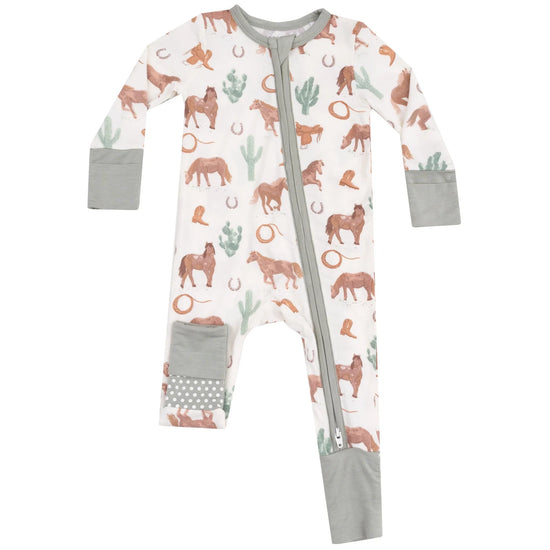 Western Horses 2-Way Zipper Romper