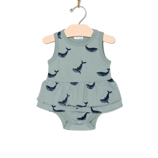 Blue Whales Skirted Bodysuit