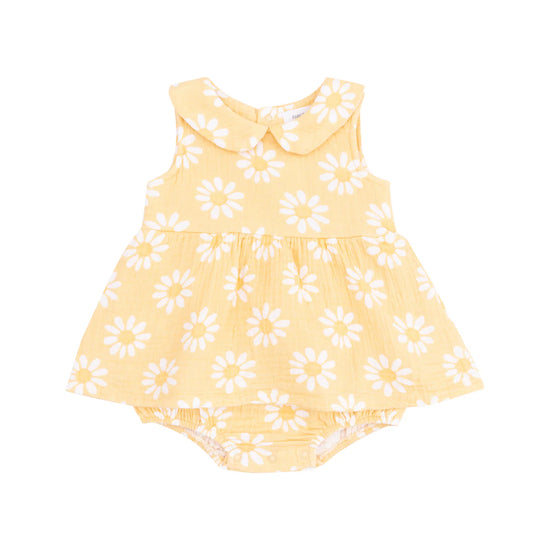 Yellow Mod Daisy Peter Pan Collar Bubble with Skirt