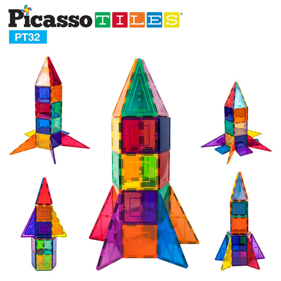 32-Piece Magnetic Rocket Tile Set