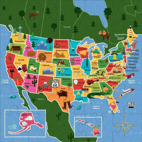 Map of the USA Jumbo Puzzle